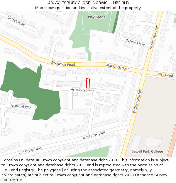 43, AYLESBURY CLOSE, NORWICH, NR3 3LB: Location map and indicative extent of plot