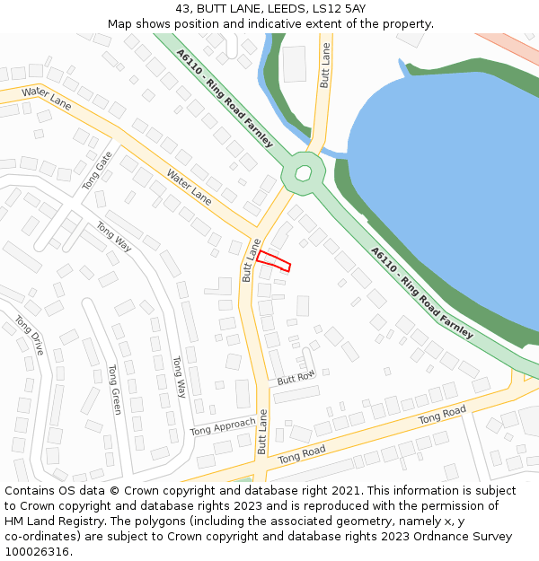 43, BUTT LANE, LEEDS, LS12 5AY: Location map and indicative extent of plot