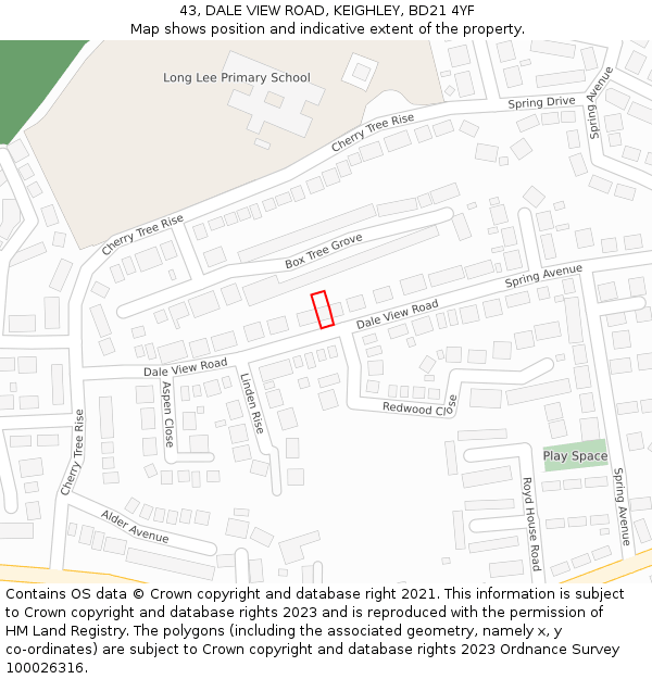 43, DALE VIEW ROAD, KEIGHLEY, BD21 4YF: Location map and indicative extent of plot