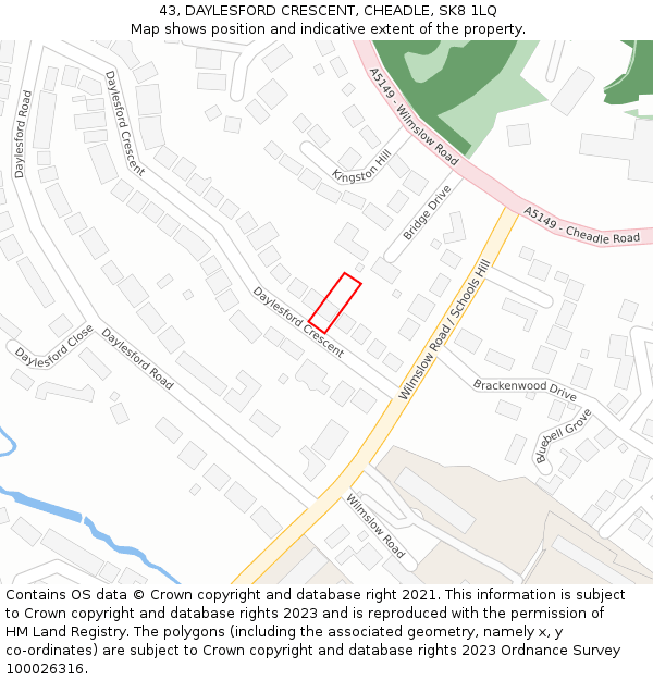 43, DAYLESFORD CRESCENT, CHEADLE, SK8 1LQ: Location map and indicative extent of plot