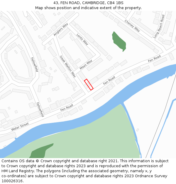 43, FEN ROAD, CAMBRIDGE, CB4 1BS: Location map and indicative extent of plot