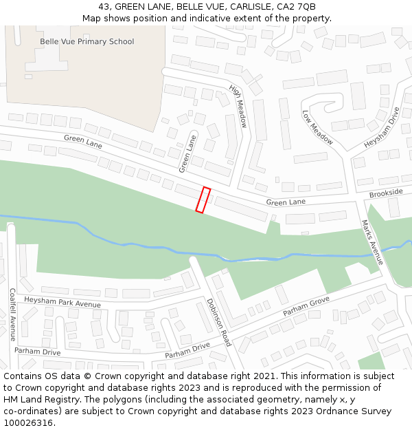 43, GREEN LANE, BELLE VUE, CARLISLE, CA2 7QB: Location map and indicative extent of plot