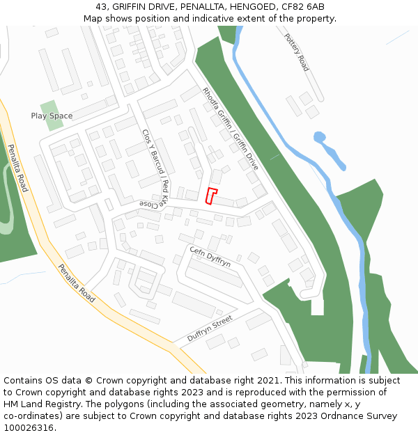 43, GRIFFIN DRIVE, PENALLTA, HENGOED, CF82 6AB: Location map and indicative extent of plot