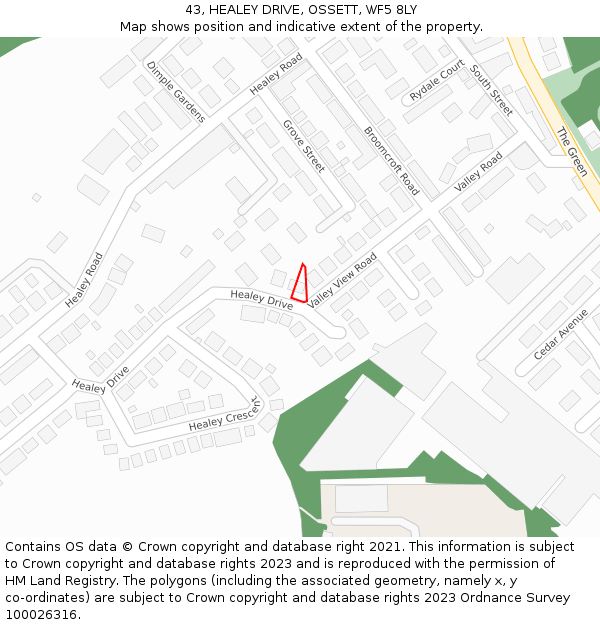 43, HEALEY DRIVE, OSSETT, WF5 8LY: Location map and indicative extent of plot