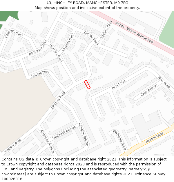 43, HINCHLEY ROAD, MANCHESTER, M9 7FG: Location map and indicative extent of plot