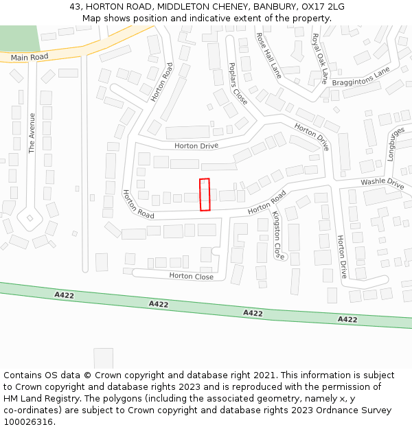 43, HORTON ROAD, MIDDLETON CHENEY, BANBURY, OX17 2LG: Location map and indicative extent of plot
