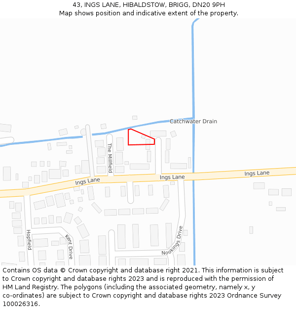 43, INGS LANE, HIBALDSTOW, BRIGG, DN20 9PH: Location map and indicative extent of plot