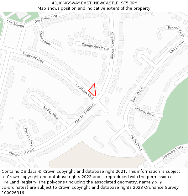 43, KINGSWAY EAST, NEWCASTLE, ST5 3PY: Location map and indicative extent of plot