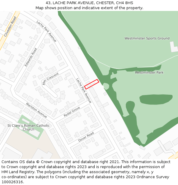 43, LACHE PARK AVENUE, CHESTER, CH4 8HS: Location map and indicative extent of plot