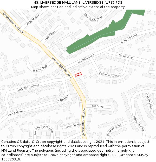 43, LIVERSEDGE HALL LANE, LIVERSEDGE, WF15 7DS: Location map and indicative extent of plot