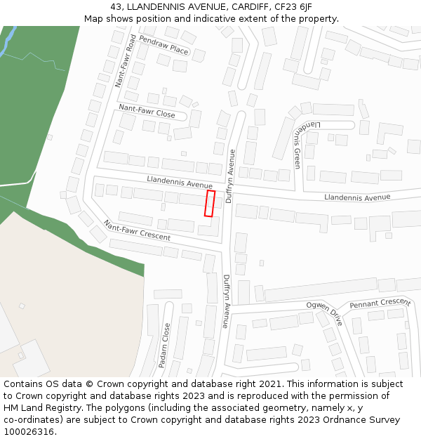 43, LLANDENNIS AVENUE, CARDIFF, CF23 6JF: Location map and indicative extent of plot
