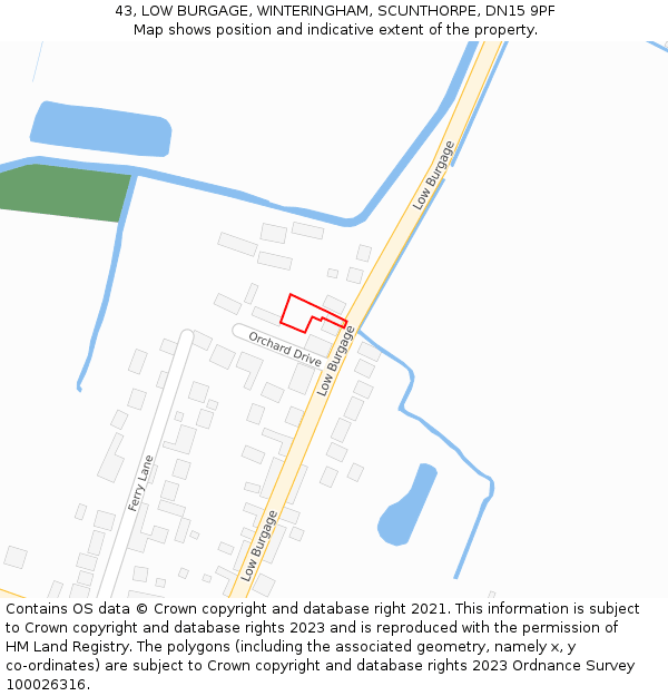 43, LOW BURGAGE, WINTERINGHAM, SCUNTHORPE, DN15 9PF: Location map and indicative extent of plot