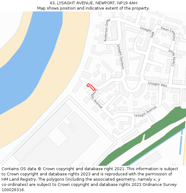 43, LYSAGHT AVENUE, NEWPORT, NP19 4AH: Location map and indicative extent of plot