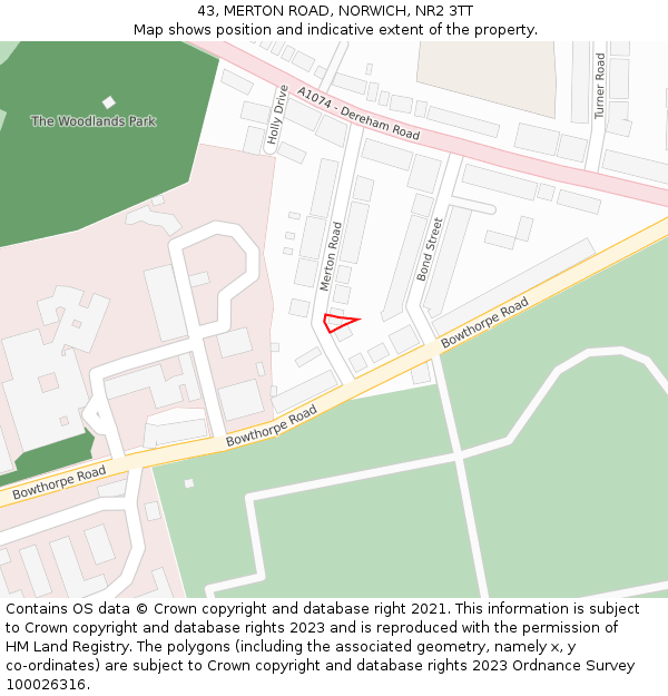 43, MERTON ROAD, NORWICH, NR2 3TT: Location map and indicative extent of plot