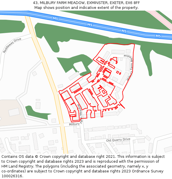 43, MILBURY FARM MEADOW, EXMINSTER, EXETER, EX6 8FF: Location map and indicative extent of plot