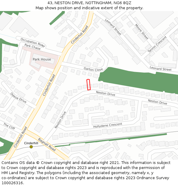 43, NESTON DRIVE, NOTTINGHAM, NG6 8QZ: Location map and indicative extent of plot