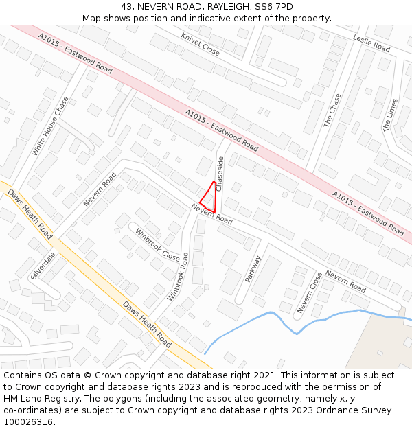 43, NEVERN ROAD, RAYLEIGH, SS6 7PD: Location map and indicative extent of plot