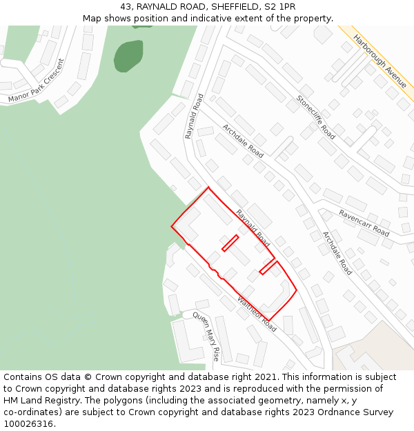 43, RAYNALD ROAD, SHEFFIELD, S2 1PR: Location map and indicative extent of plot
