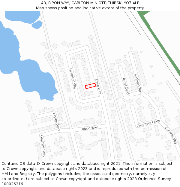 43, RIPON WAY, CARLTON MINIOTT, THIRSK, YO7 4LR: Location map and indicative extent of plot