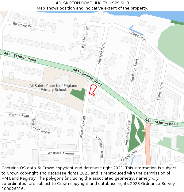 43, SKIPTON ROAD, ILKLEY, LS29 9HB: Location map and indicative extent of plot