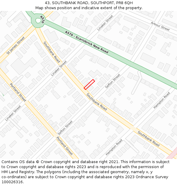 43, SOUTHBANK ROAD, SOUTHPORT, PR8 6QH: Location map and indicative extent of plot