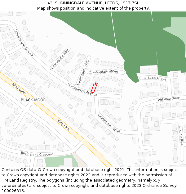 43, SUNNINGDALE AVENUE, LEEDS, LS17 7SL: Location map and indicative extent of plot