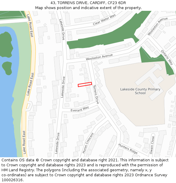 43, TORRENS DRIVE, CARDIFF, CF23 6DR: Location map and indicative extent of plot