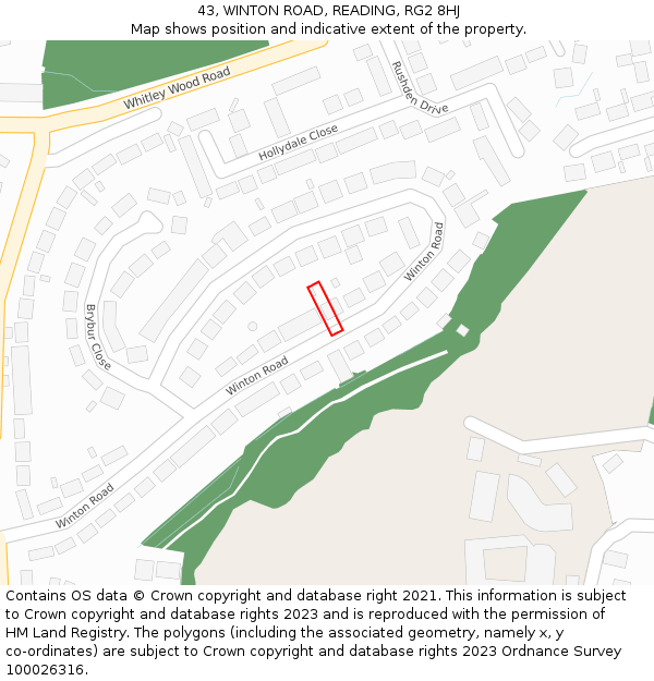 43, WINTON ROAD, READING, RG2 8HJ: Location map and indicative extent of plot
