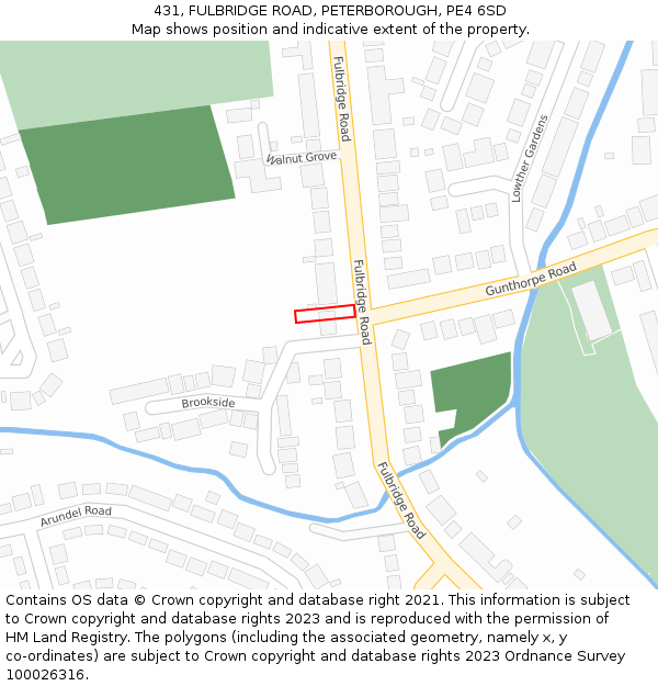 431, FULBRIDGE ROAD, PETERBOROUGH, PE4 6SD: Location map and indicative extent of plot