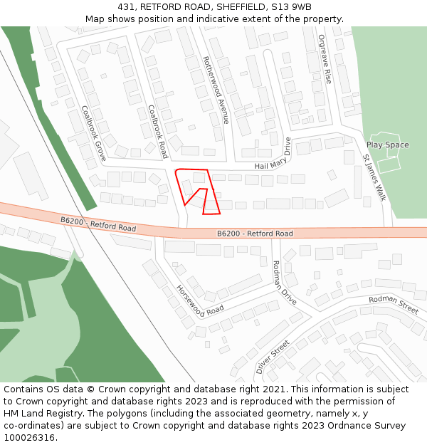 431, RETFORD ROAD, SHEFFIELD, S13 9WB: Location map and indicative extent of plot