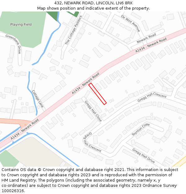 432, NEWARK ROAD, LINCOLN, LN6 8RX: Location map and indicative extent of plot