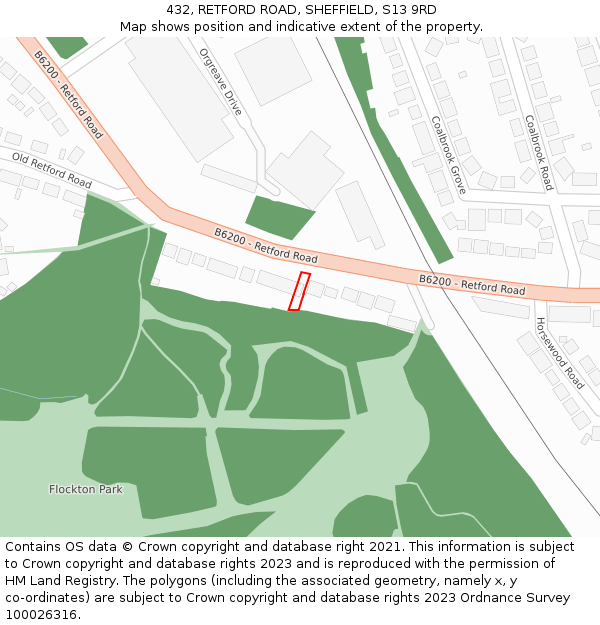 432, RETFORD ROAD, SHEFFIELD, S13 9RD: Location map and indicative extent of plot