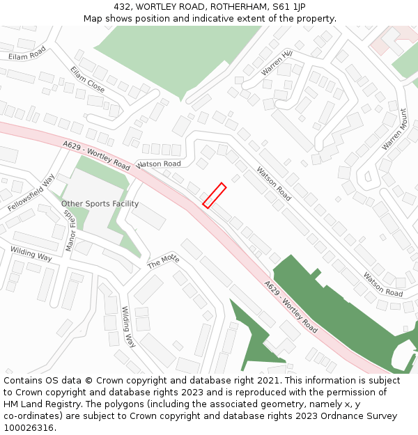 432, WORTLEY ROAD, ROTHERHAM, S61 1JP: Location map and indicative extent of plot