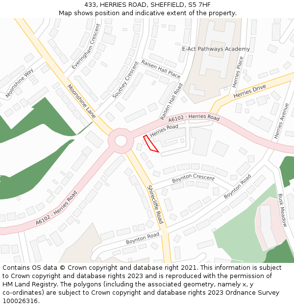 433, HERRIES ROAD, SHEFFIELD, S5 7HF: Location map and indicative extent of plot