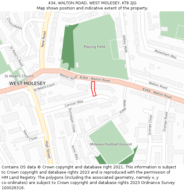 434, WALTON ROAD, WEST MOLESEY, KT8 2JG: Location map and indicative extent of plot