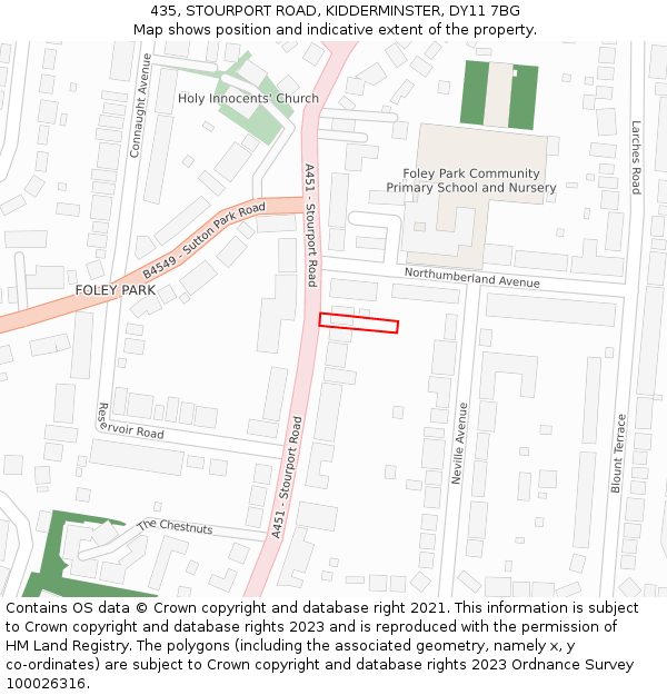 435, STOURPORT ROAD, KIDDERMINSTER, DY11 7BG: Location map and indicative extent of plot