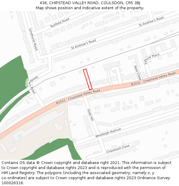 436, CHIPSTEAD VALLEY ROAD, COULSDON, CR5 3BJ: Location map and indicative extent of plot