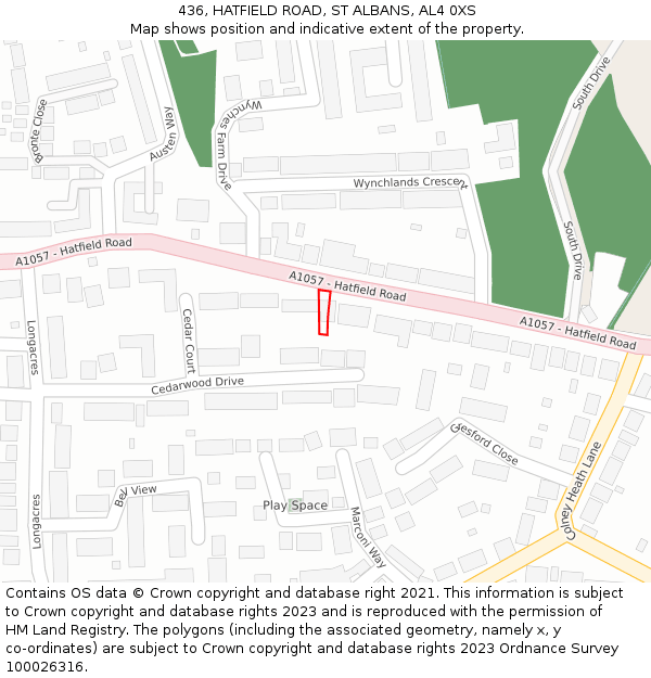 436, HATFIELD ROAD, ST ALBANS, AL4 0XS: Location map and indicative extent of plot