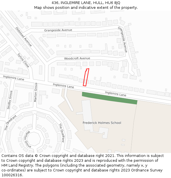 436, INGLEMIRE LANE, HULL, HU6 8JQ: Location map and indicative extent of plot