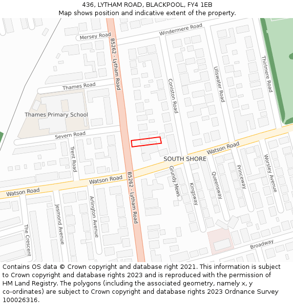 436, LYTHAM ROAD, BLACKPOOL, FY4 1EB: Location map and indicative extent of plot