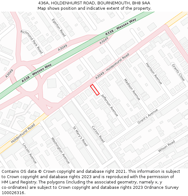 436A, HOLDENHURST ROAD, BOURNEMOUTH, BH8 9AA: Location map and indicative extent of plot