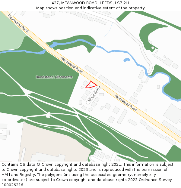 437, MEANWOOD ROAD, LEEDS, LS7 2LL: Location map and indicative extent of plot