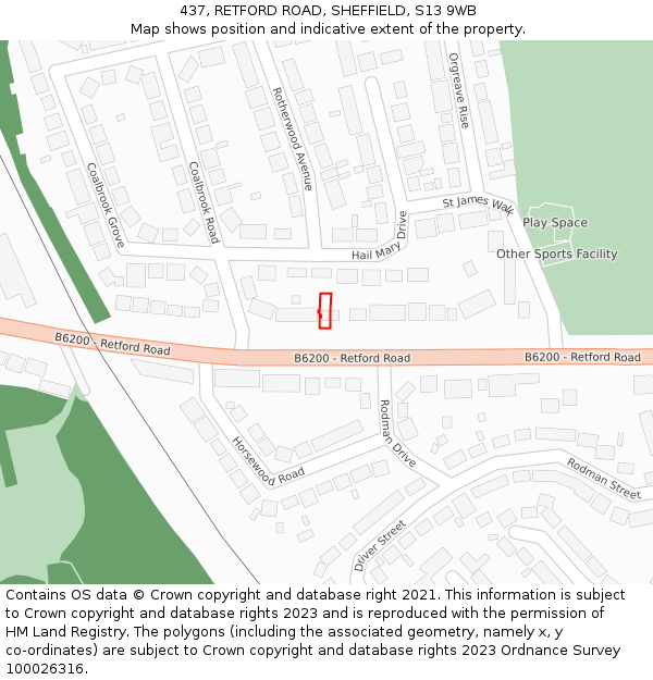 437, RETFORD ROAD, SHEFFIELD, S13 9WB: Location map and indicative extent of plot