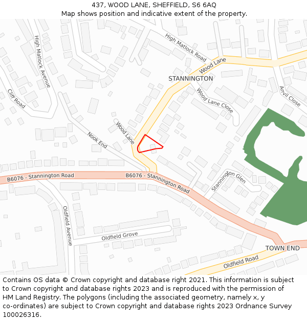 437, WOOD LANE, SHEFFIELD, S6 6AQ: Location map and indicative extent of plot