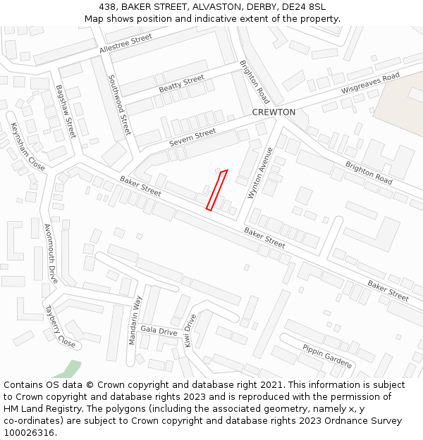 438, BAKER STREET, ALVASTON, DERBY, DE24 8SL: Location map and indicative extent of plot