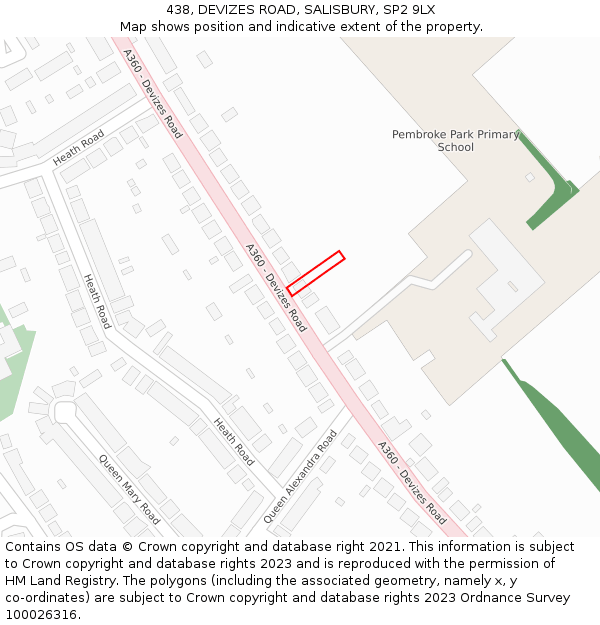 438, DEVIZES ROAD, SALISBURY, SP2 9LX: Location map and indicative extent of plot
