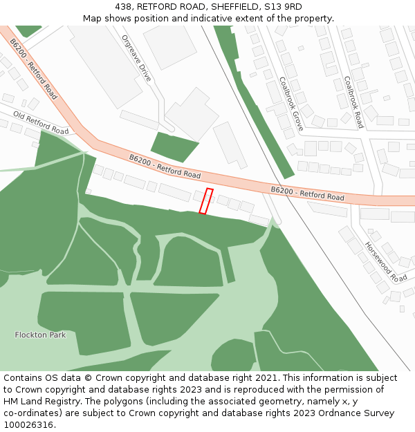 438, RETFORD ROAD, SHEFFIELD, S13 9RD: Location map and indicative extent of plot