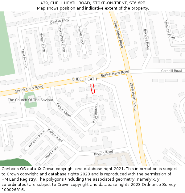 439, CHELL HEATH ROAD, STOKE-ON-TRENT, ST6 6PB: Location map and indicative extent of plot