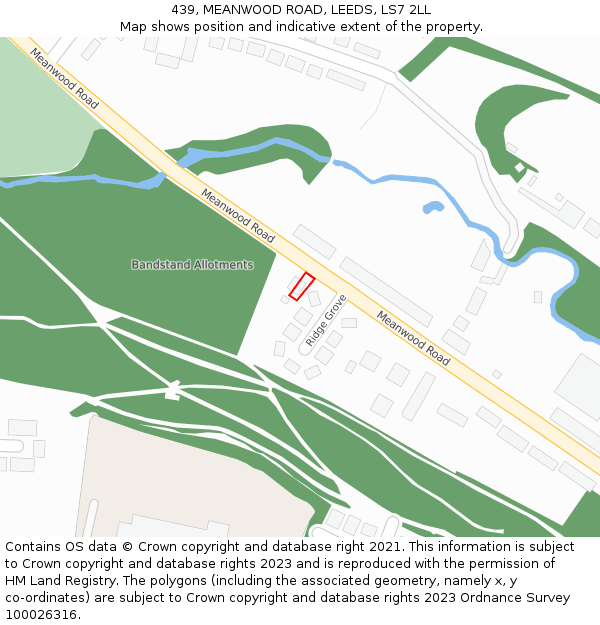 439, MEANWOOD ROAD, LEEDS, LS7 2LL: Location map and indicative extent of plot