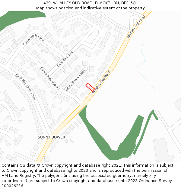 439, WHALLEY OLD ROAD, BLACKBURN, BB1 5QL: Location map and indicative extent of plot